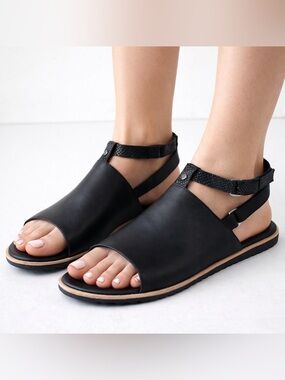 ✨ Sorel Leather Open-Toe Mules Flats w Ankle Strap Size 7.5